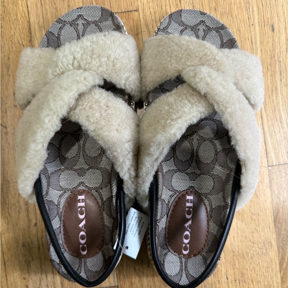 Coach brand new fur lined sandals